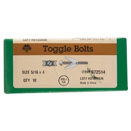 Hillman 372514 0.312 x 4 in. Mini Toggle Bolt 5107255